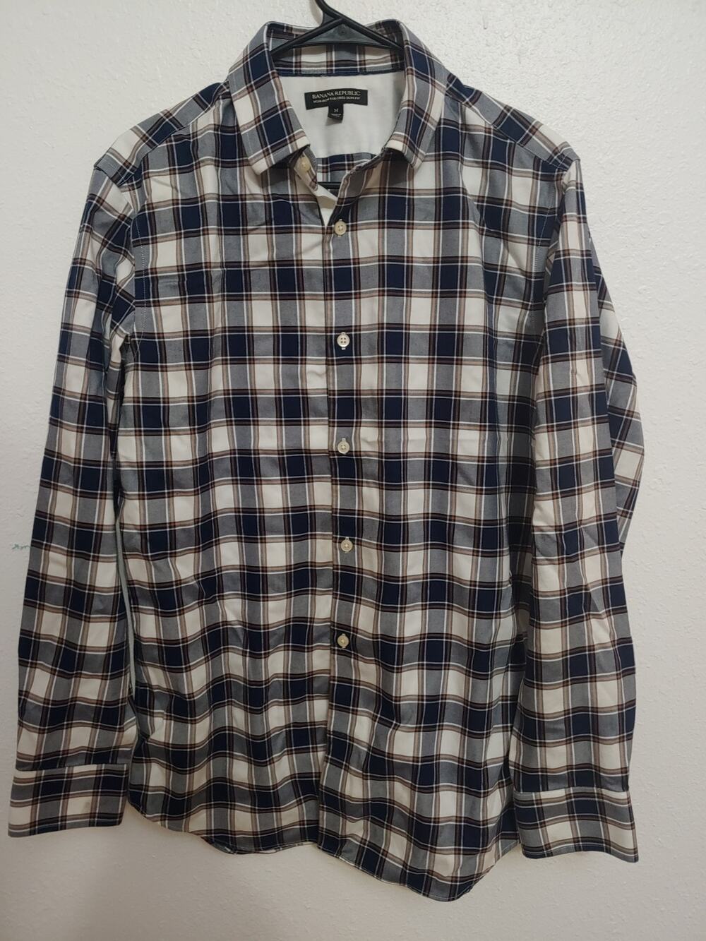 Mens Banana Republic Plaid Button Front sz M